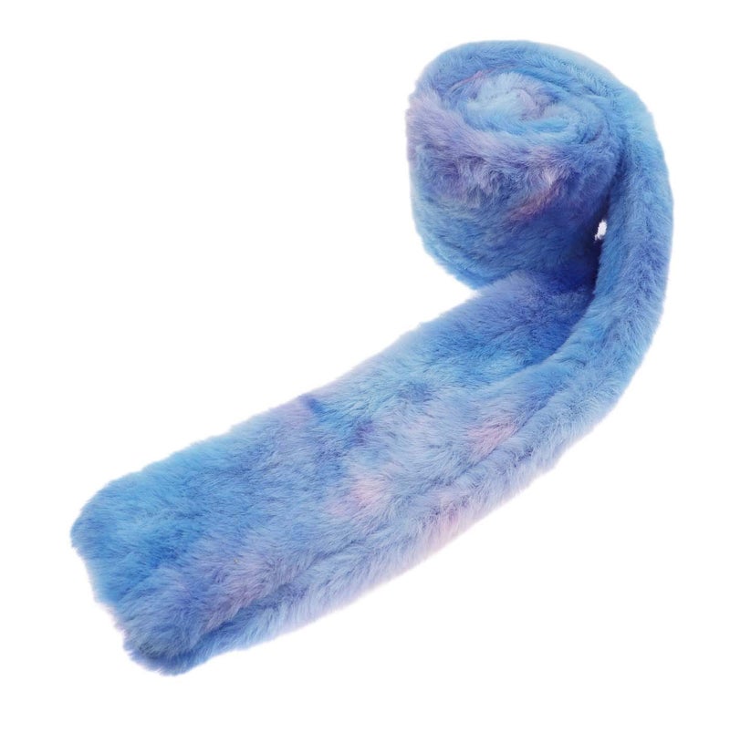 Newfancy Kids Winter Rainbow Scarf Gradient Cross Tie Collar Fluffy Fur Plush Shawl Wrap Neck Warmer for Toddler Girls Boys Gradient Blue - Image 2